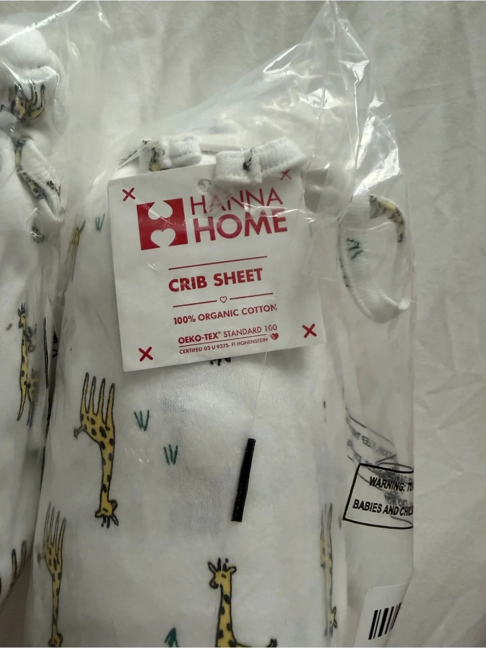 Hanna Andersson Knit Crib Sheet & Changing Pad Cover with Yellow Giraffe Print